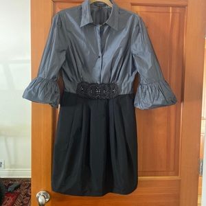 BCBG Black and Grey Taffeta Cocktail Dress